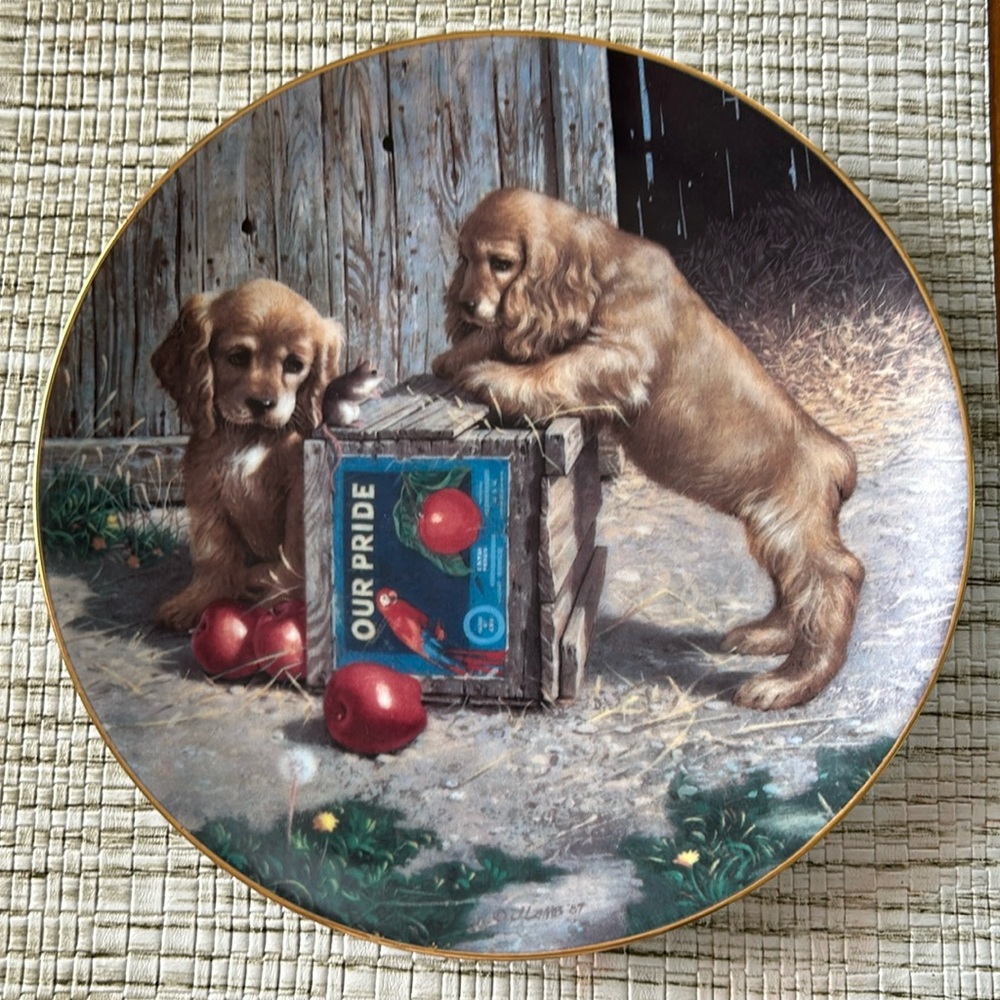 “Double Take” by Jim Lamb 1st Issue Puppy Playtime Series Collector Plate 1987